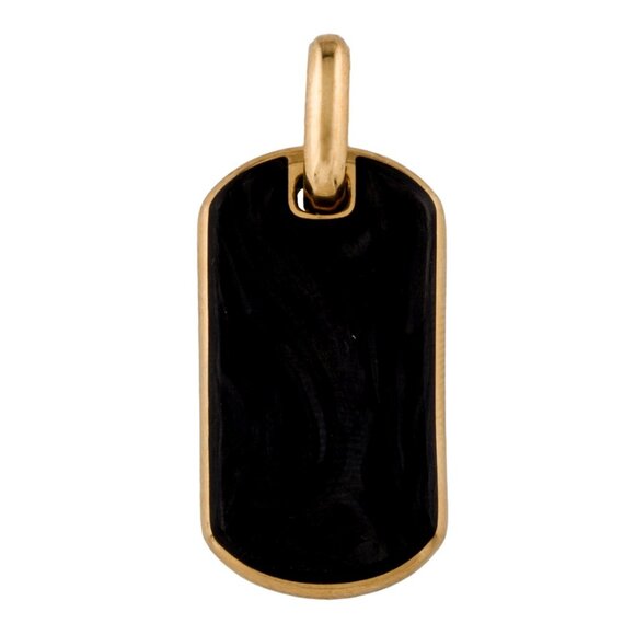 DAVID YURMAN 18K 750 YELLOW GOLD FORGED CARBON STREAMLINE® TAG PENDANT
